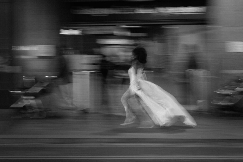 Bride in a city setting.