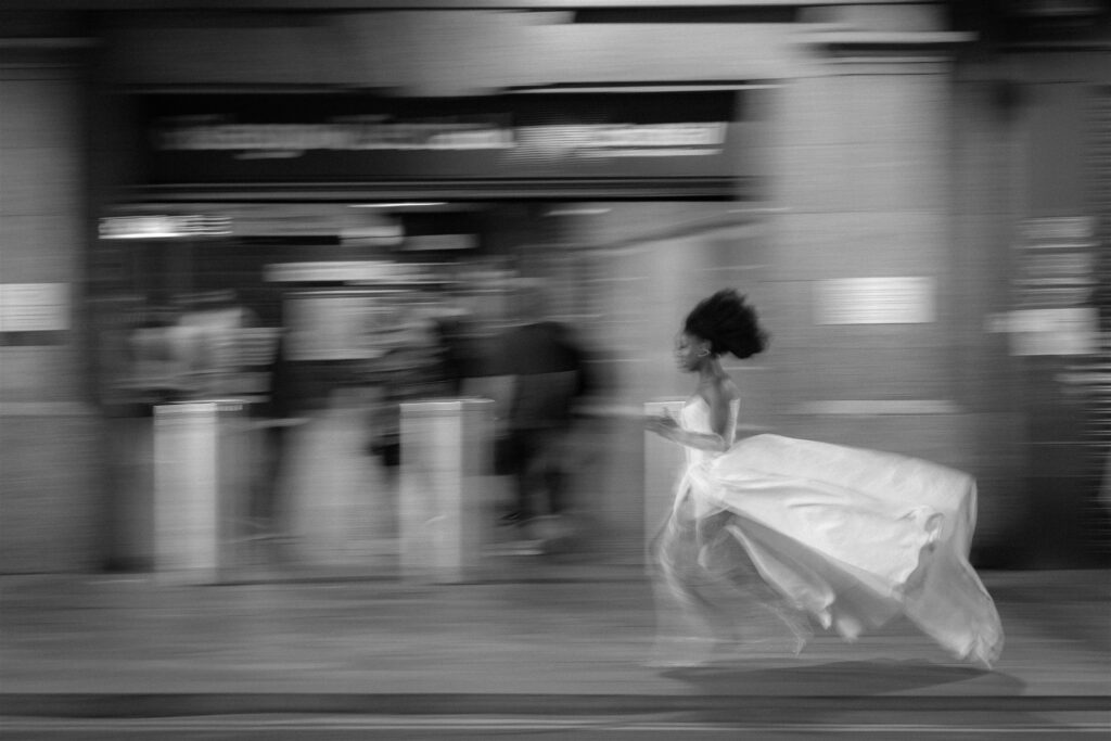 Bride in a city setting.