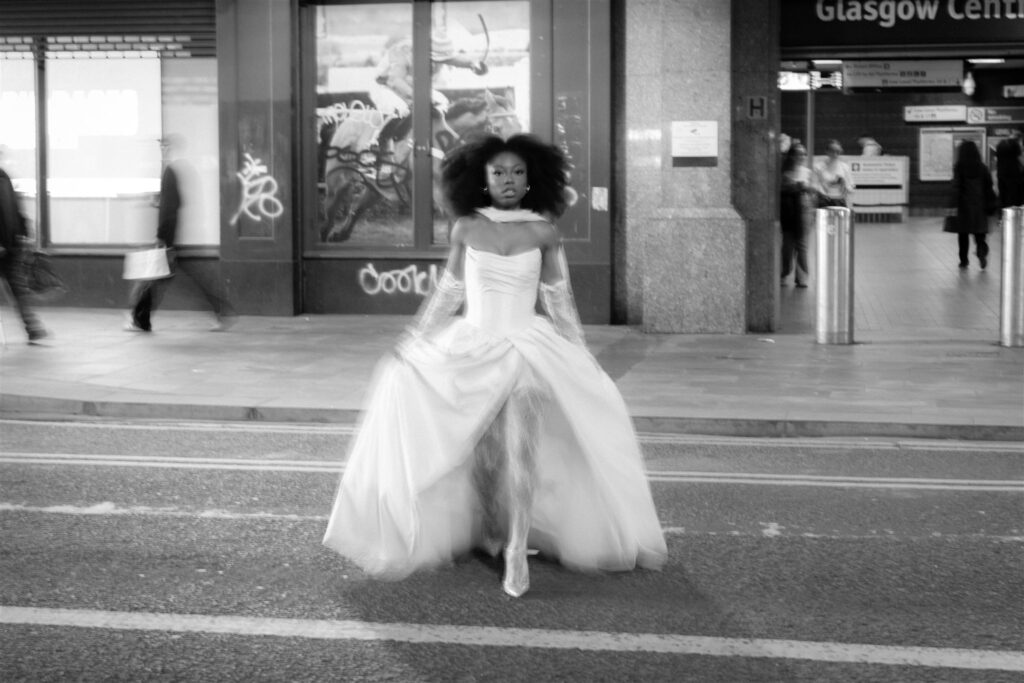 Bride in a city setting.