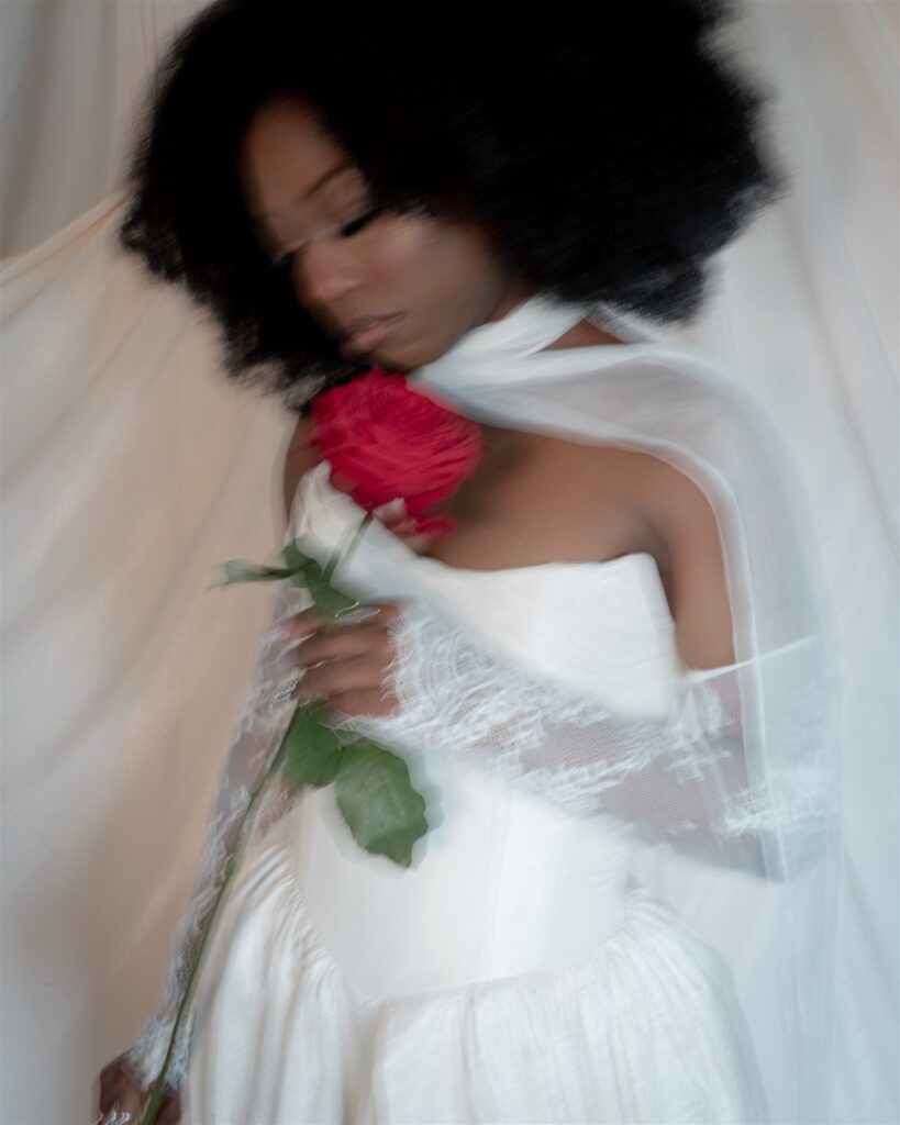 Bride in a studio setting. A Canvas background.
Editorial Wedding Photographer in Edinburgh.