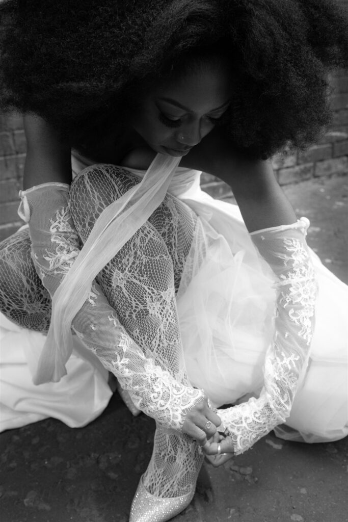 Bride in a city setting.